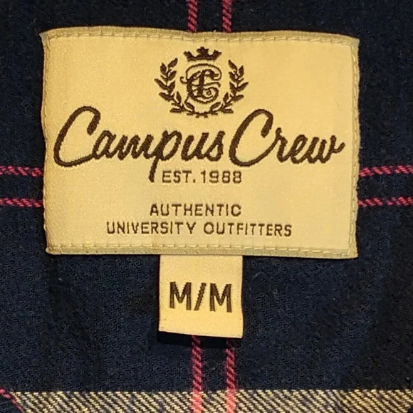 Campus Crew NWOT Women's Long Sleeve Button Up  Blue Plaid Shirt in Size Medium - Picture 2 of 10